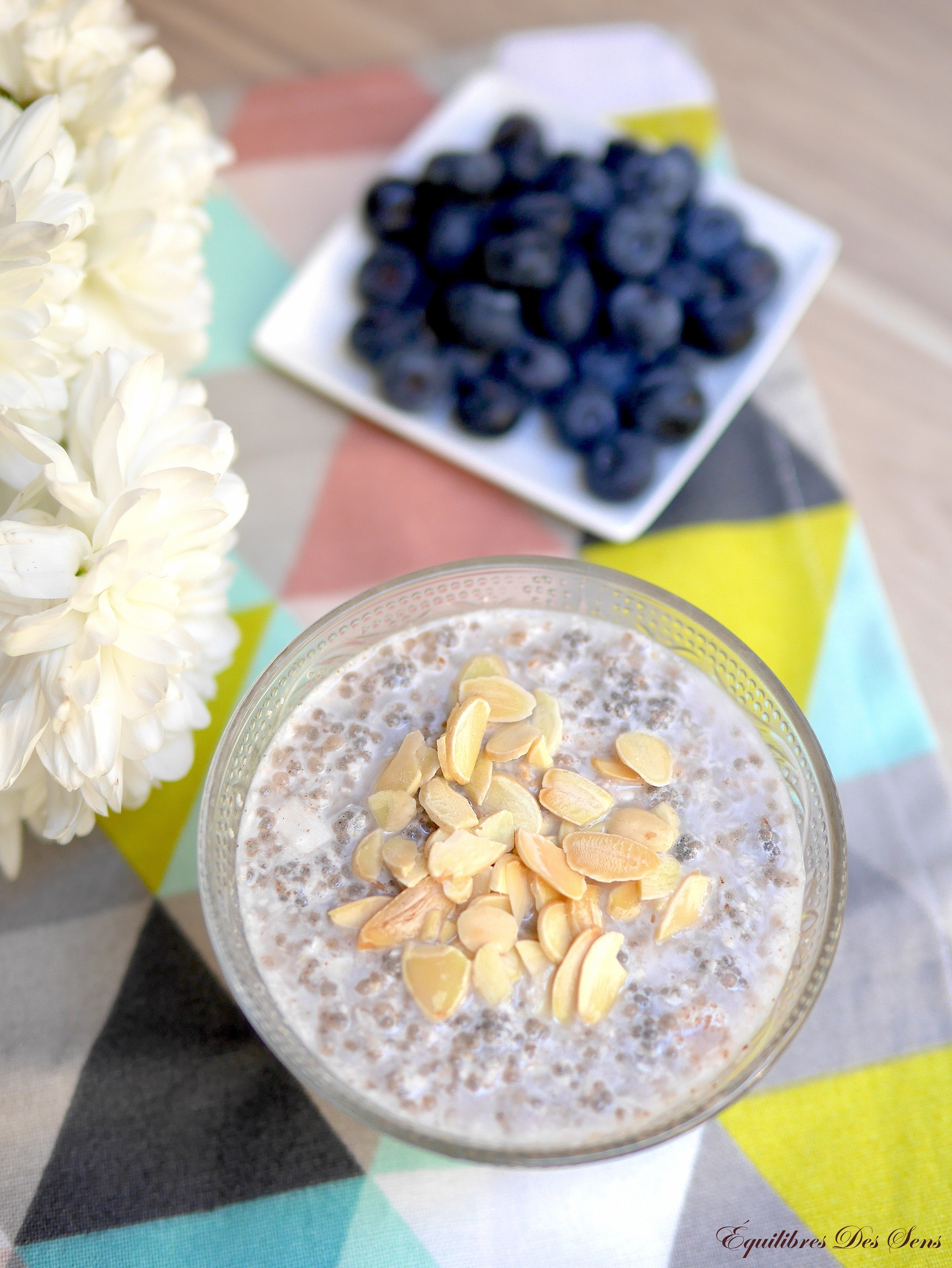 Pudding de graines de chia et topping fruité à préparer la veille pour un petit déjeuner healthy :-)