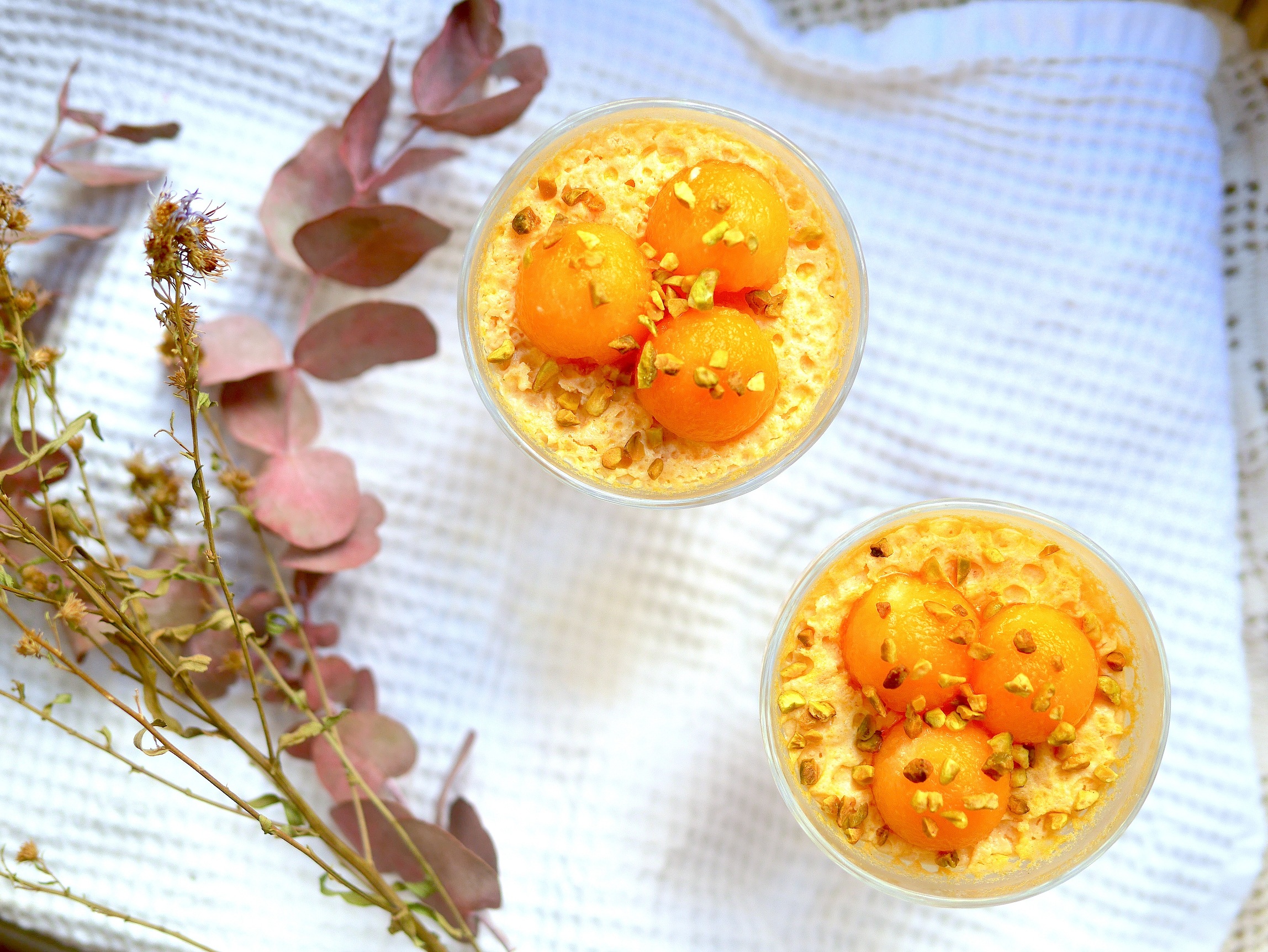 Mousse de melon au miel et aux pistaches sans gluten et sans lactose pour un dessert sain et gourmand !